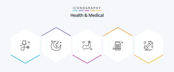 Health Medical Line Icon Pack Including Gym Medicine Hand Health — Image vectorielle