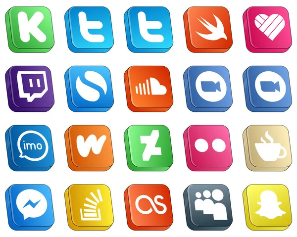 Isometric Icons Major Social Media Pack Video Imo Soundcloud Video — Stockvektor
