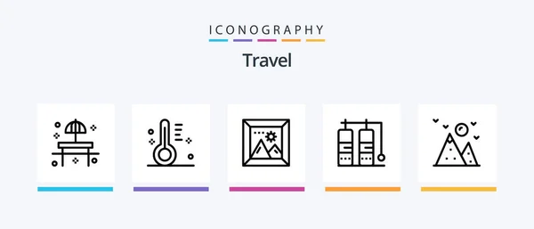 Travel Line Icon Pack Including Credit Card Taxi Borrow Travel — Vettoriale Stock