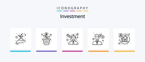 Investment Line Icon Pack Including Investment Investment Banking Coins Creative — Διανυσματικό Αρχείο