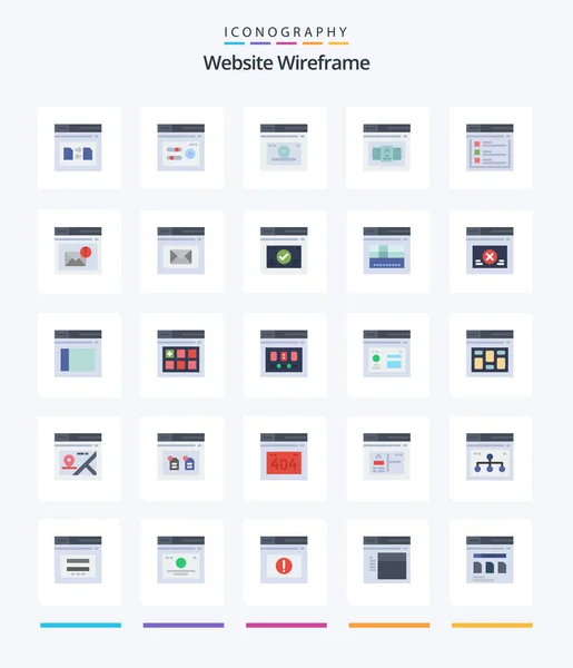 Creative Website Wireframe Flat Icon Pack Internet Control Web Code — Vector de stock