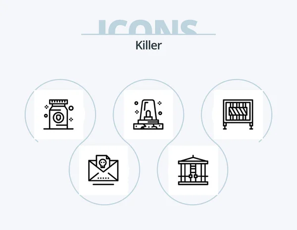 Killer Line Icon Pack Icon Design Letter Police Bottle Penalty — Stockvector