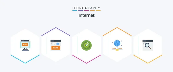 Internet Flat Icon Pack Including Search Browser Area Share Connection — Stok Vektör