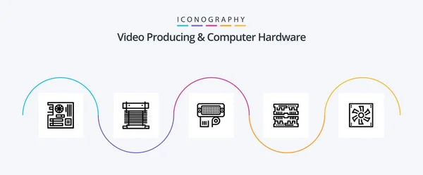 Video Producing Computer Hardware Line Icon Pack Including Dimm Component — Stock Vector
