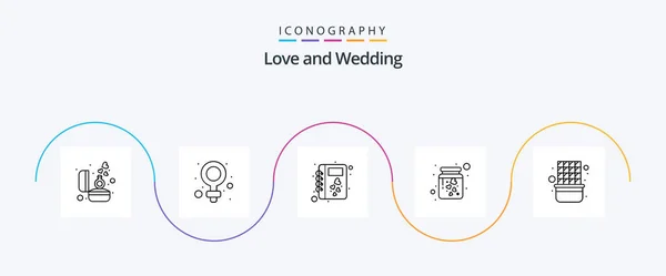 Wedding Line Icon Pack Including Food Romance Book Love Heart — Vector de stock