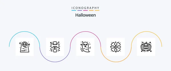 Halloween Line Icon Pack Including Sign Crossed Scary Cross Bone — Stockvektor