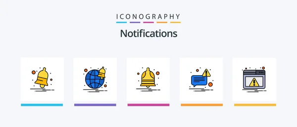 Notifications Line Filled Icon Pack Including Navigation Notify Map Error — Stock Vector