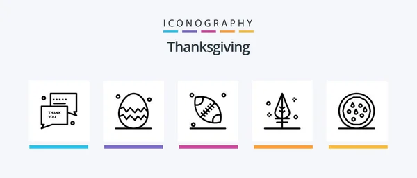 Thanks Giving Line Icon Pack Including Thanksgiving Halloween You Fruit — Vetor de Stock