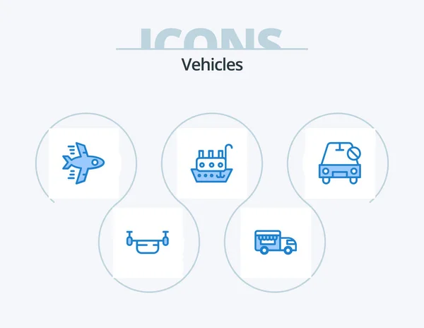Vehicles Blue Icon Pack Icon Design Car Airplane Vessel Marine — Vettoriale Stock