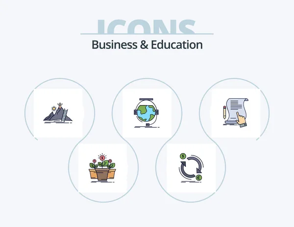 Business Education Line Filled Icon Pack Icon Design Professor Leader — Vettoriale Stock