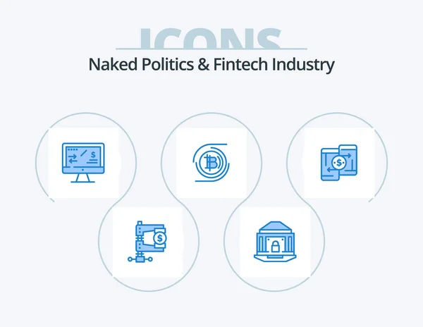 Naked Politics Fintech Industry Blue Icon Pack Icon Design Криптовалюта — стоковый вектор