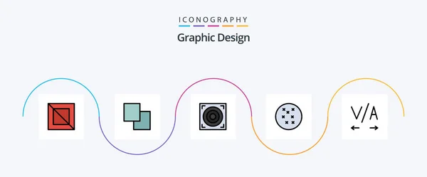 Design Line Filled Flat Icon Pack Including Web — Stok Vektör