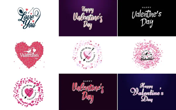 Love Word Art Design Heart Shaped Background Sparkling Effect — Vector de stock