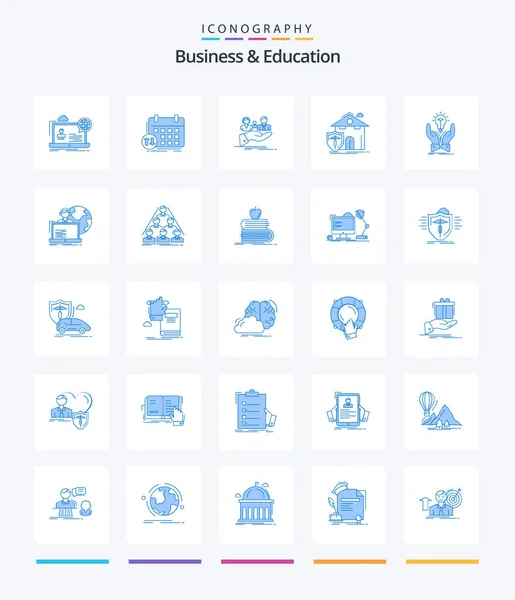 Creative Business Education Blue Icon Pack Home Hand Timetable Life — Stockový vektor