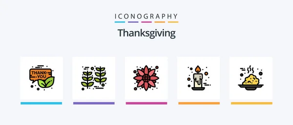 Thanksgiving Line Filled Icon Pack Including Thanksgiving Flower Flower Thanksgiving — Vector de stock