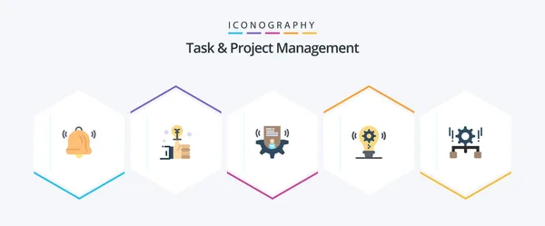 Task Project Management Flat Icon Pack Including Management Configuration User — Vector de stock