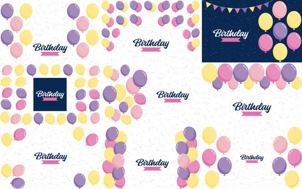 Happy Birthday Text Realistic Balloon Vector Illustration Celebration Balloon Colorful — Stock vektor