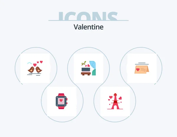 Valentine Flat Icon Pack Icon Design Love Love Tower Day — Vettoriale Stock