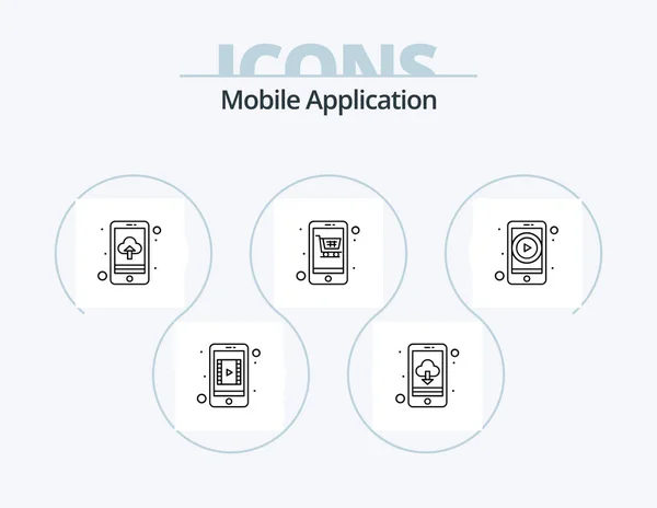 Mobile Application Line Icon Pack Icon Design Gps Mobile App — Stockvektor