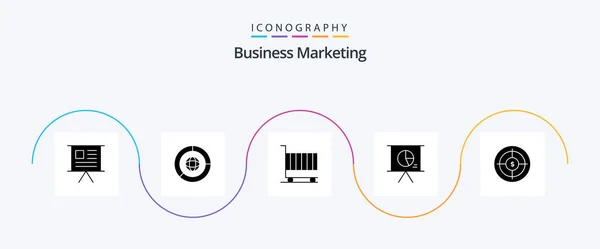 Business Marketing Glyph Icon Pack Including Presentation Business Marketing Shopping — Image vectorielle