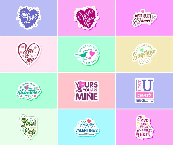 Saying Love You Beautiful Valentine Day Design Stickers — Stockvector