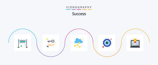 Sucess Flat Icon Pack Including Cogwheel Cloud Success Currency — Archivo Imágenes Vectoriales