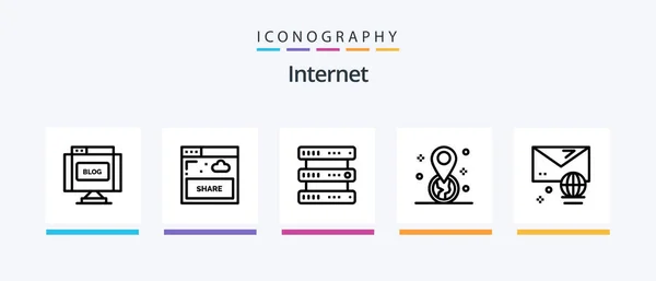 Internet Line Icon Pack Including Internet Pointer Network Location Internet — Archivo Imágenes Vectoriales