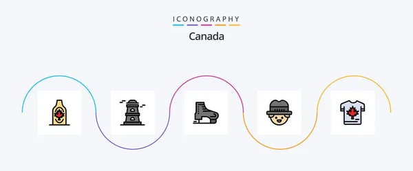 Canada Line Filled Flat Icon Pack Including Autumn Man Alpine — Stockový vektor