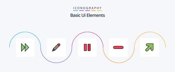 Basic Elements Line Filled Flat Icon Pack Including Remove Control — Vettoriale Stock
