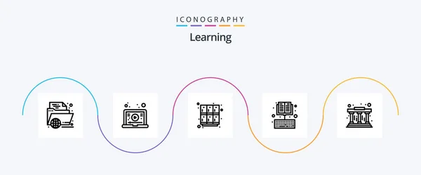 Learning Line Icon Pack Including Education Book Video Online Open — Image vectorielle