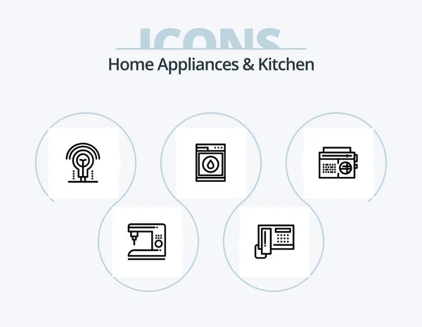 Home Appliances Kitchen Line Icon Pack Icon Design Servise Dish — Stockvektor