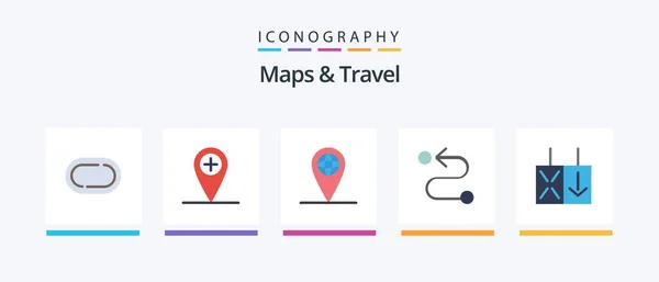 Maps Travel Flat Icon Pack Including Location Traffic Light Creative — Stock vektor