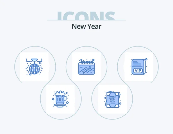 New Year Blue Icon Pack Icon Design Vip Card New — Vector de stock