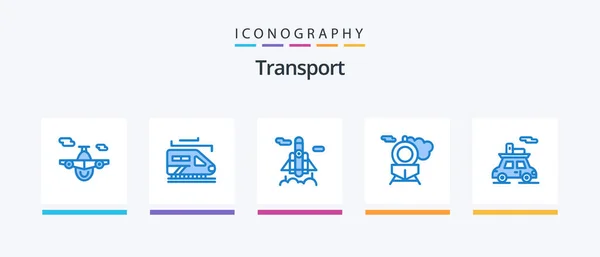 Transport Blue Icon Pack Including Transport Space Sports Transport Creative — Stock Vector