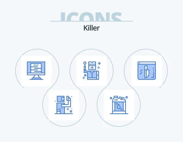 Killer Blue Icon Pack Icon Design Investigation Spy Bandit Profession — Stock Vector