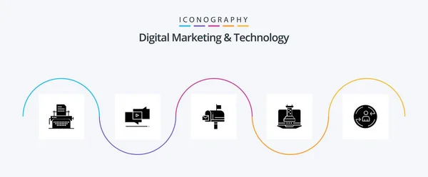 Digital Marketing Technology Glyph Icon Pack Including Visiter Marketing Mail — Stockový vektor