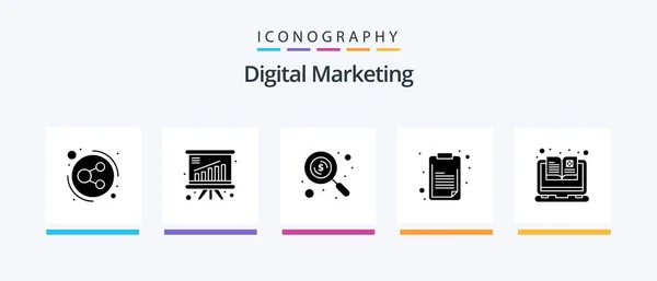 Digital Marketing Glyph Icon Pack Including Catalog Money Tasks Clipboard — Vetor de Stock