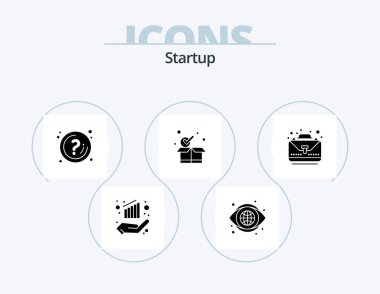 Startup Glyph Icon Pack 5 Icon Design. business. parcel. help. package. information
