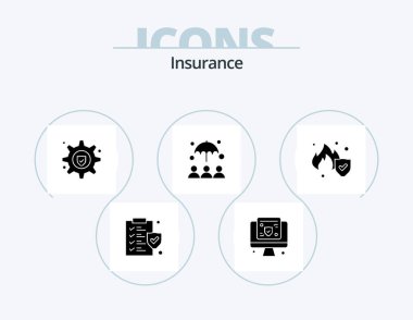 Insurance Glyph Icon Pack 5 Icon Design. . service. gear insurance. insurance. umbrella