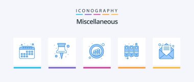 Miscellaneous Blue 5 Icon Pack Including message. analytics. history. archive. Creative Icons Design