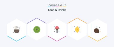 Food and Drinks 25 Flat icon pack including cooking. lemon. cooking. fruit. meal