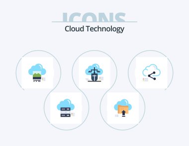 Cloud Technology Flat Icon Pack 5 Icon Design. connected. mouse. cloud. online. file