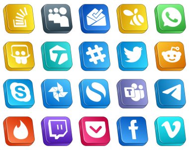 Isometric 3D Social Media Icon Set 20 icons such as simple. chat. slideshare. skype and tweet icons. Elegant and high-resolution