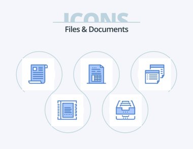 Files And Documents Blue Icon Pack 5 Icon Design. document. account. document. paper. file
