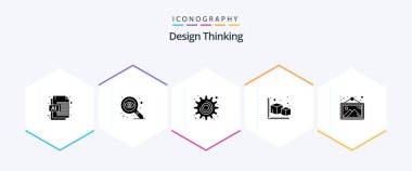 Design Thinking 25 Glyph icon pack including photo. gallery. settings. object. cube