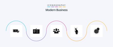 Modern Business Glyph 5 Icon Pack Including leadership. executive. id. ceo. team