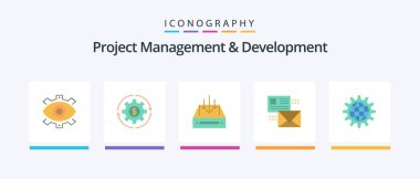 Project Management And Development Flat 5 Icon Pack Including container. mail. capital. inbox. money. Creative Icons Design