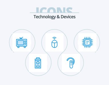 Devices Blue Icon Pack 5 Icon Design. . microchip. tv. cpu. wifi