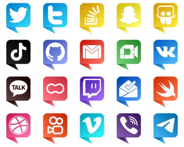 Chat bubble style Social Media Icons Pack 20 icons such as google meet. email. tiktok. gmail and icons. High resolution and fully customizable