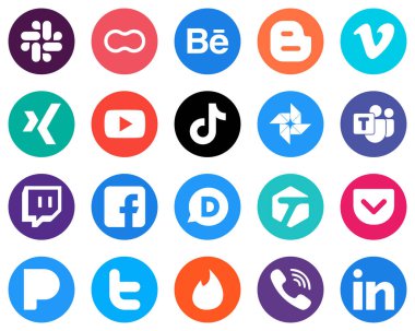 Flat Circle White Icon Pack google photo. china. video. video and tiktok 20 Professional Icons